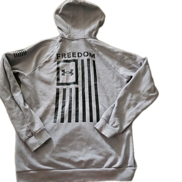 Under Armour Mens Freedom Flag Hoodie In Steel Medium Heather / Black M - Picture 4 of 13